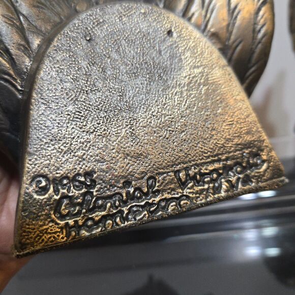 2 Vintage 1965 Colonial Hampton Virginia Cast Brass 1776 Eagle Bookends Set 6" - Picture 5 of 7